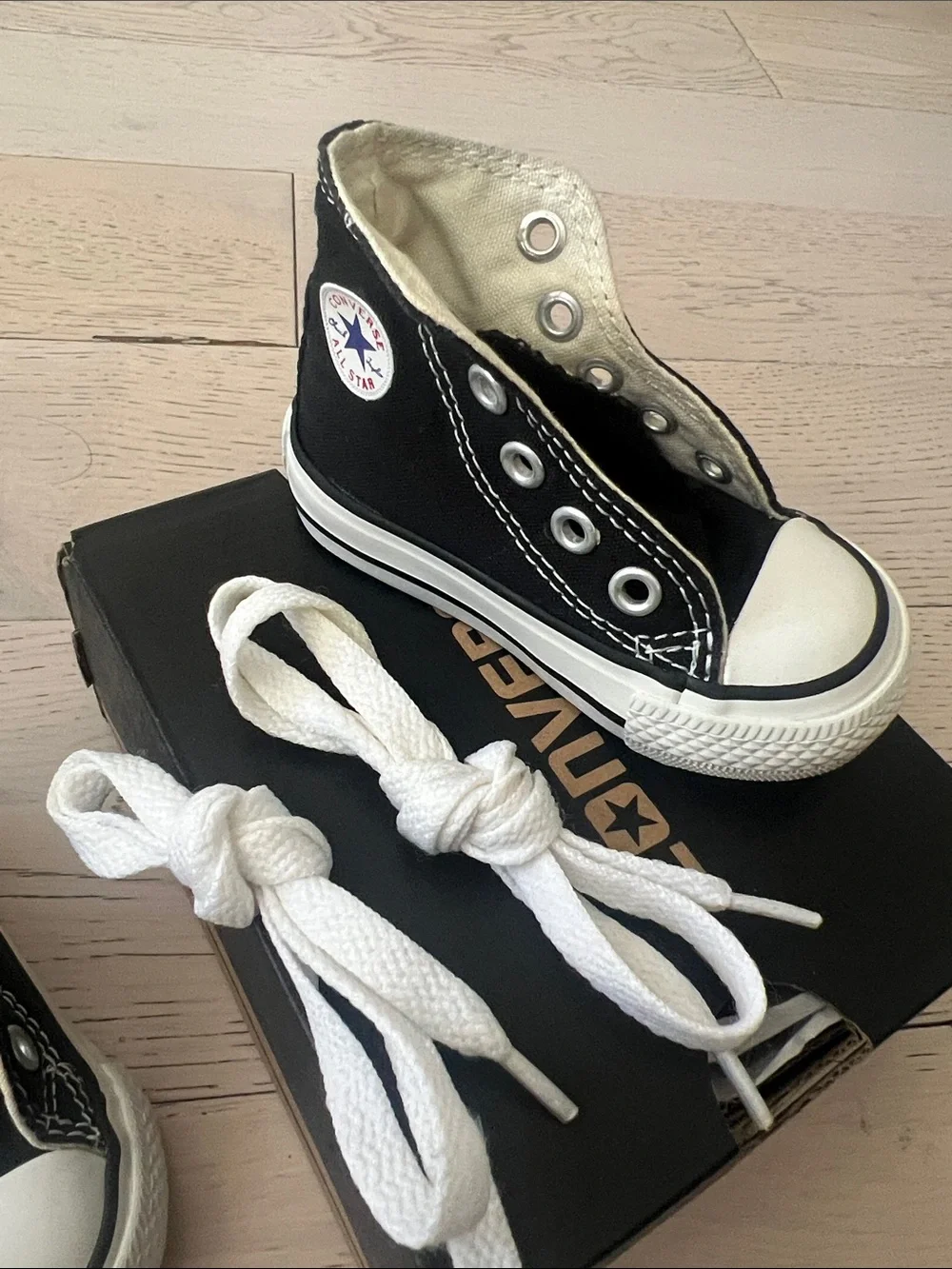 Converse Kids Black and White High-Top Canvas Sneakers